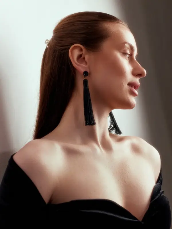 Серьги &laquo;Кисти&raquo;, гармония, чёрные, L кисти 8.5 см