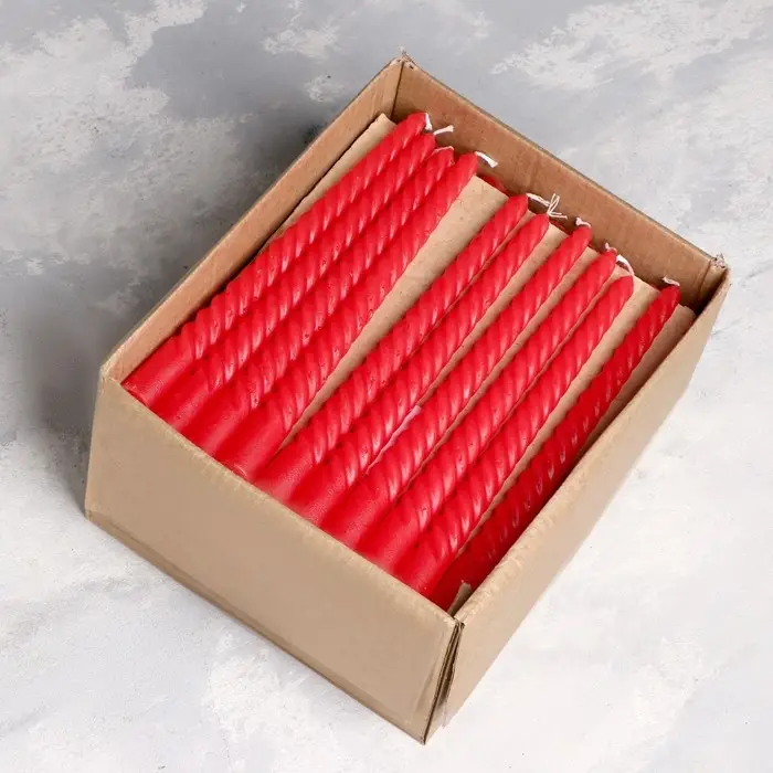 Свеча витая, 2,2х 25 см, красная, Свеча витая, 2,2х 25 см, красная, "Богатство Аромата"