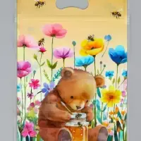 Пакет подарочный, с zip-lock застежкой &laquo;Медвежонок&raquo;, 15&times;23&plusmn;1 см