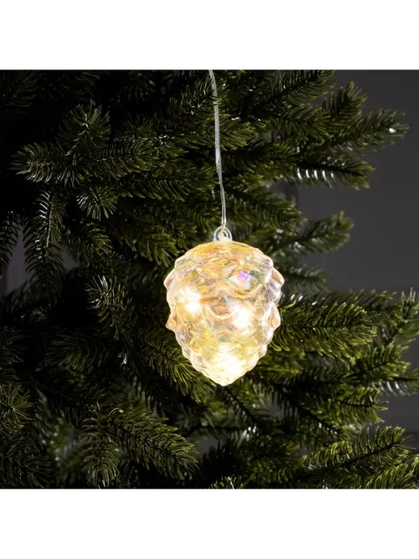 Ёлочная игрушка светодиодная &laquo;Шишка&raquo;, 10&times;8 см, 5 LED, от батареек ААх2, свечение тёплое белое