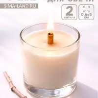 Фитиль деревянный для свечи с металлическим держателем 2 шт., 0.6&times;5 см