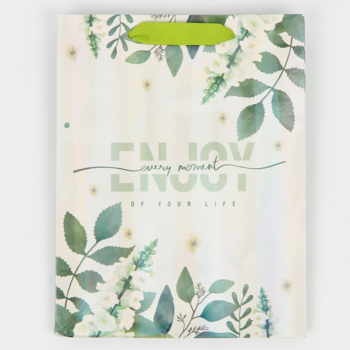 Пакет подарочный ламинированный, упаковка, «Наслаждайся моментом», радужная голография, MS 18 х 23 х 10 см Пакет подарочный ламинированный, упаковка, «Наслаждайся моментом», радужная голография, MS 18 х 23 х 10 см