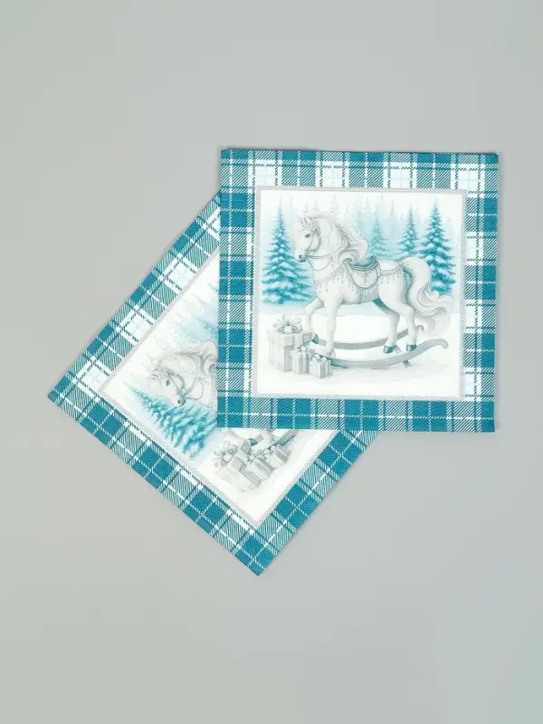 Салфетки бумажные трёхслойные «Скатерть с лошадью на зеленом», 33х33, 20 шт Салфетки бумажные трёхслойные «Скатерть с лошадью на зеленом», 33х33, 20 шт