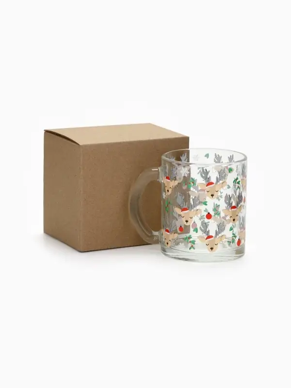 Кружка новогодняя стеклянная &laquo;Милые олени&raquo;, 300 мл