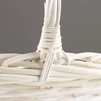 Корзина плетёная для хранения, из лозы, 34&times;34&times;16 см, ручка h=28 см, белая