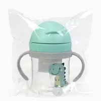 Поильник - непроливайка детский Крошка Я с силиконовой трубочкой и грузиком, от 9 мес., 250 мл., с ручками, бирюзовый