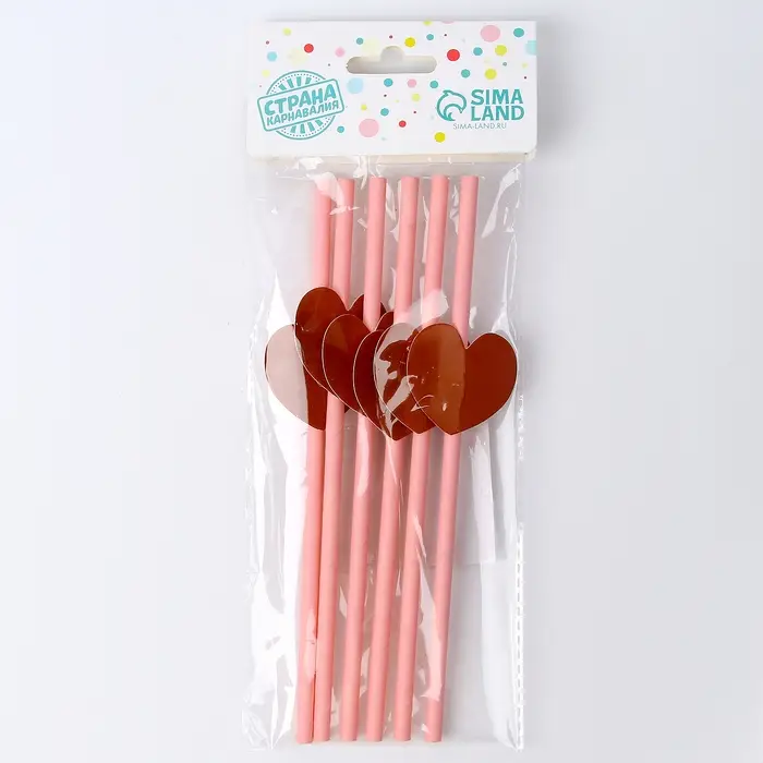 Трубочки для коктейля «Сердце», набор 6 шт. Трубочки для коктейля «Сердце», набор 6 шт.