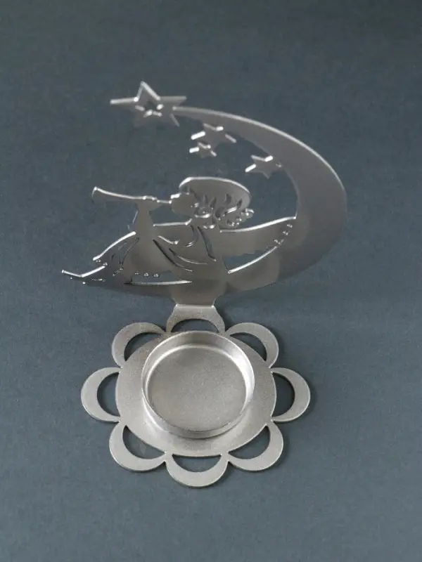 Подсвечник новогодний  Подсвечник новогодний "Рождественский месяц" серебряный 7,1х10,8х14,7 см