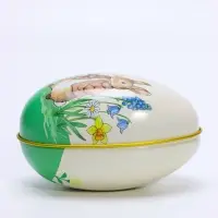 Шкатулка - яйцо металлическая &laquo;Братья-кролики&raquo;, 11&times;6.5&times;7 см
