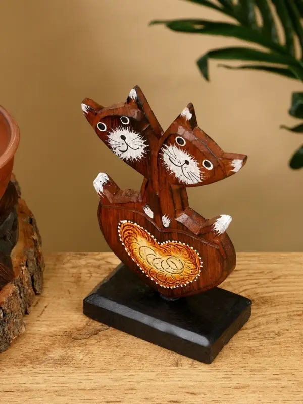 Сувенир Сувенир "Кошачья парочка" дерево 8х5х15 см, цв. коричневый