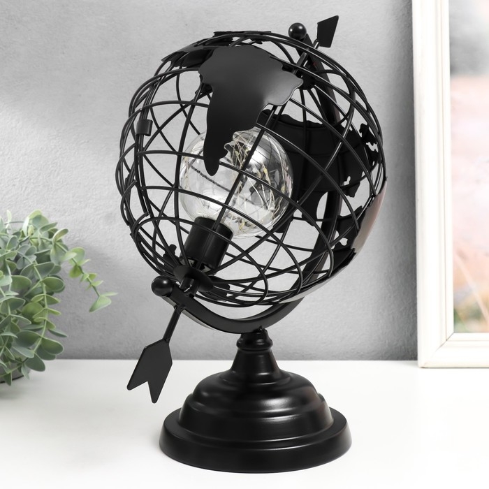 Сувенир металл свет  Сувенир металл свет "Глобус со стрелой" чёрный, LED 32х21х32 см