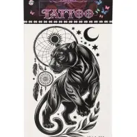 Татуировка на тело &laquo;Чёрная пантера и ловец снов&raquo;, 12.5&times;20.7 см, чёрная