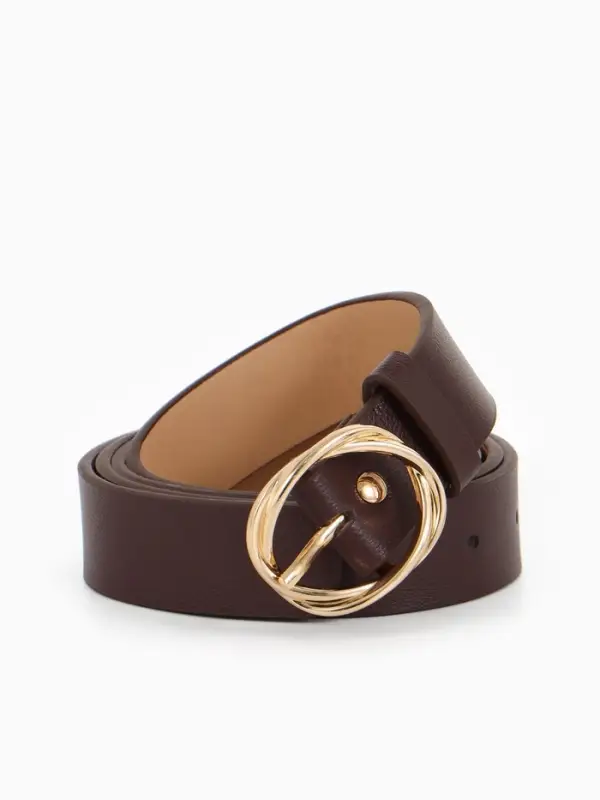 Ремень жен 05-01-01-01, Июнь2510, 2,9*0,3*110 см, без винта, пряж золото, 1 прокол, корич