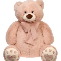Мягкая игрушка "Медведь Пьер", цвет пудра, с бантом, 130 см МП/70/13