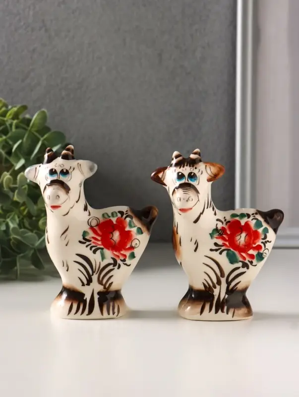 Фигурка фарфор &laquo;Козёл Кузя&raquo;, 11.5 см, гжель цветная, МИКС