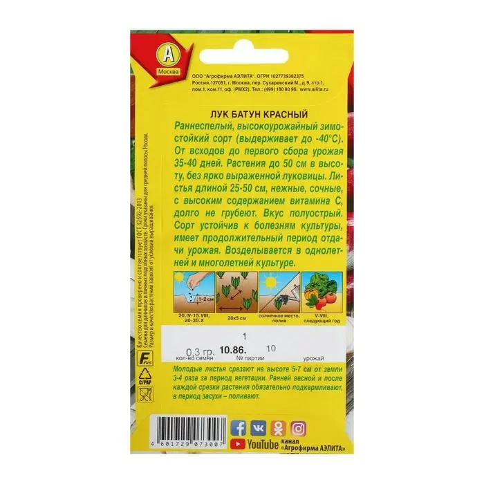 Семена Лук батун Семена Лук батун "Красный", 0,3 г