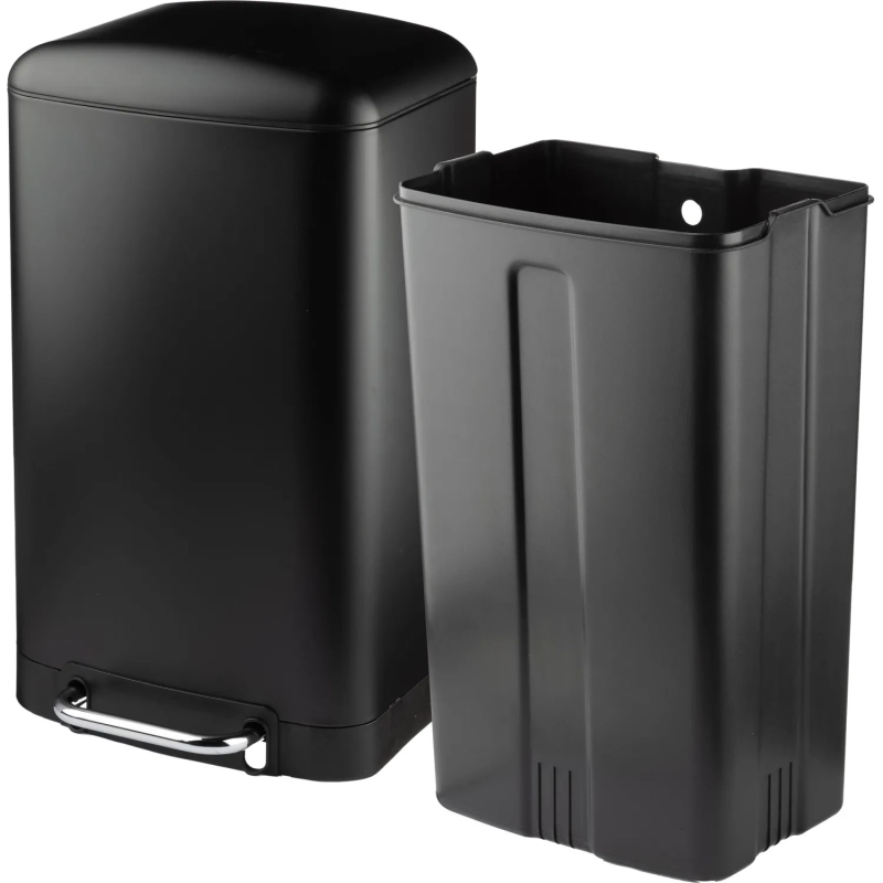 Ведро мусорное с педалью и доводчиком Luscan 30л,черное,прямоуг,металл