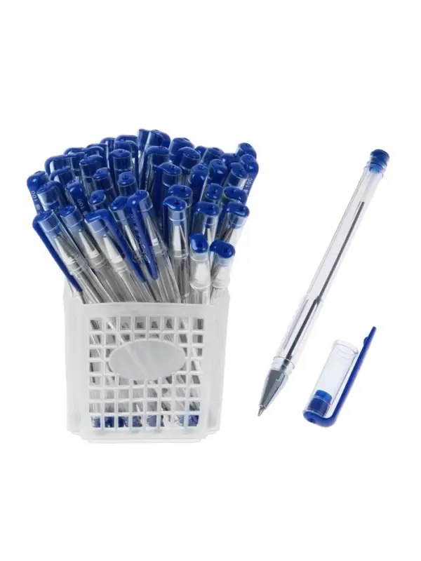 Ручка шариковая 0.5 мм, стержень синий, корпус прозрачный А-100 Ручка шариковая 0.5 мм, стержень синий, корпус прозрачный А-100