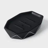 Аксессуары для ванной &laquo;Локо&raquo;, 4 предмета, дозатор для мыла 280 мл, мыльница, 2 стакана 250 мл, чёрные