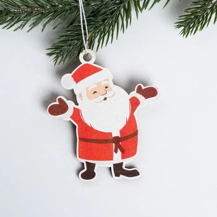 Ёлочная игрушка новогодняя «Дед мороз», хдф, 6.8×8 см Ёлочная игрушка новогодняя «Дед мороз», хдф, 6.8×8 см