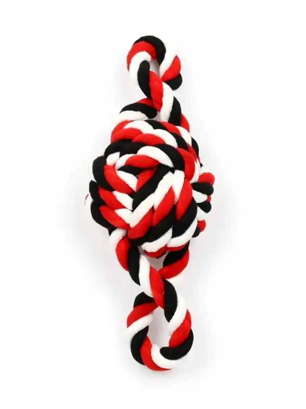 Игрушка для больших собак, канатная "Мяч с ручками", до 130 г, мяч 22 см