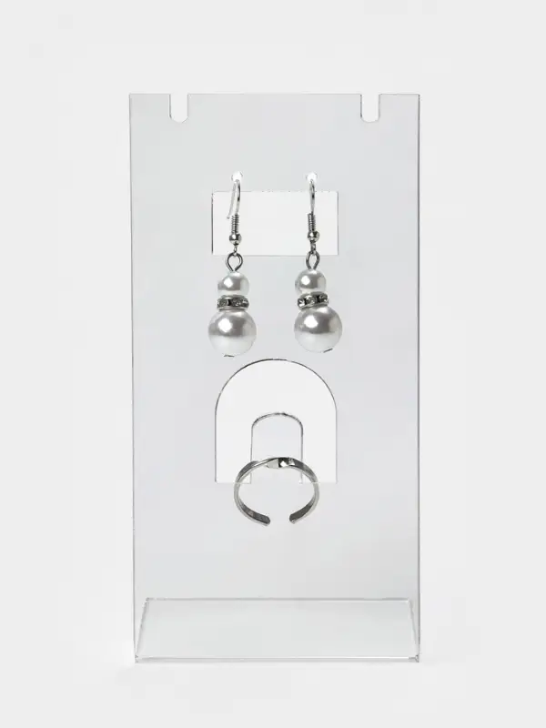 Подставка под гарнитур, серьги, кольцо, кулон, 7&times;4.5&times;14 см, оргстекло 2 мм