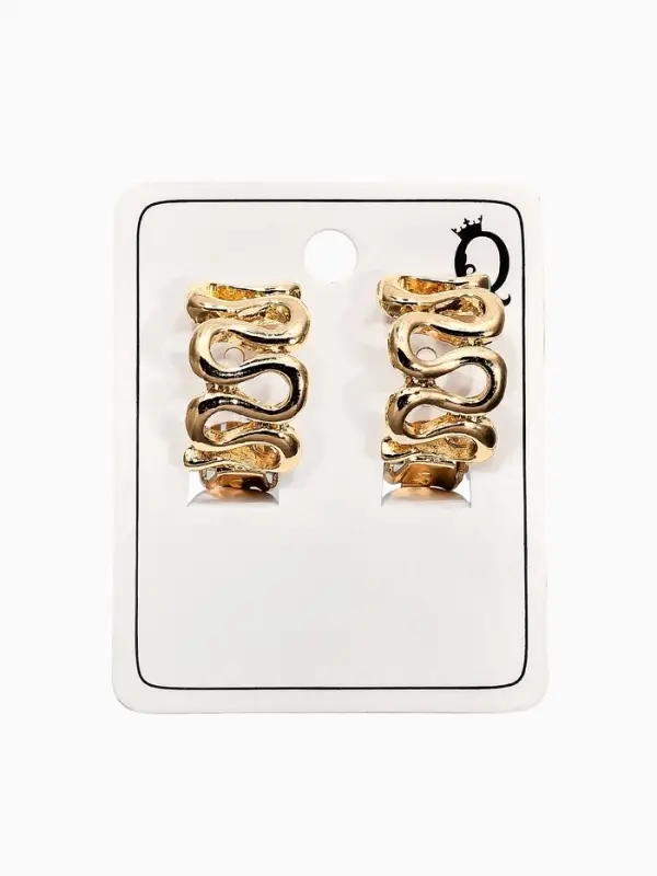 Серьги клипсы для ушей QF &laquo;Змейка&raquo;, цвет золото
