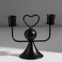 Подсвечник на 2 свечи &laquo;Сердечко&raquo;, d=2.5 см, чёрный, 14&times;7&times;12 см
