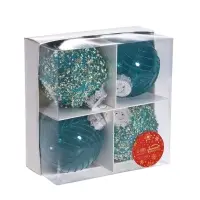 Ёлочные игрушки &laquo;Аустен&raquo;, шары новогодние, d=8 см, 4 шт., паутинка, бирюзовый