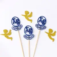 Набор пасхальных топперов «ХВ», 3 шт., синие, 14,5 см, ангелы золотые 4,5 см Набор пасхальных топперов «ХВ», 3 шт., синие, 14,5 см, ангелы золотые 4,5 см