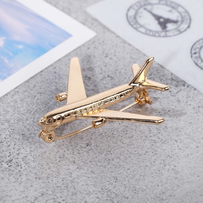 Брошь «Самолёт» цвет золото Брошь «Самолёт» цвет золото