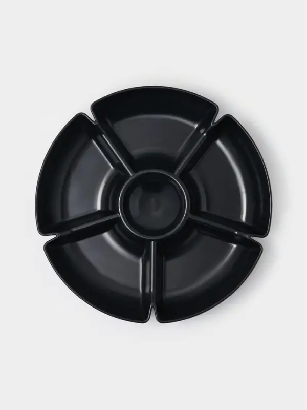 Менажница глубокая, 6 секций, d=28 см, пластик, чёрная