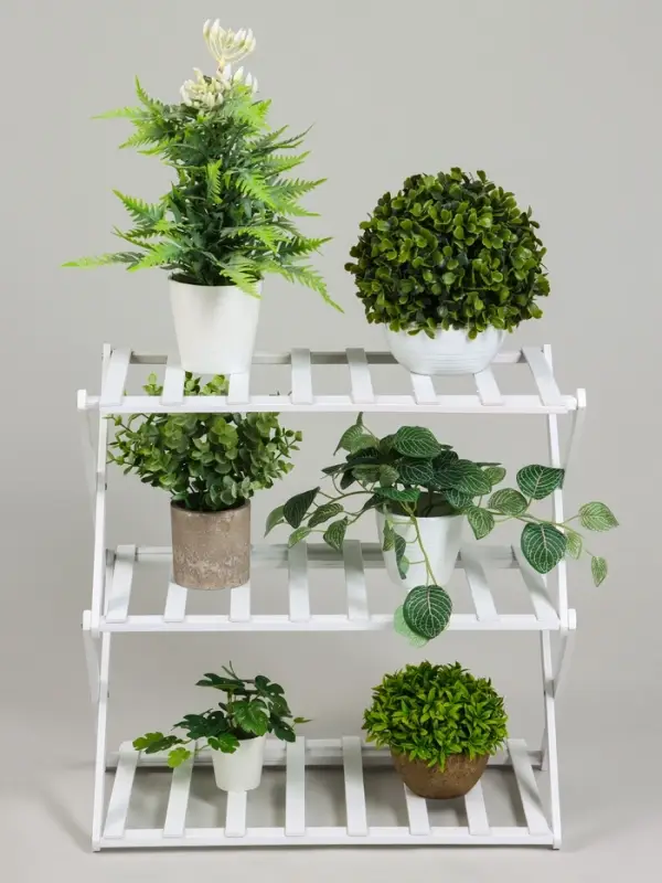 Подставка для цветов Greengo, 3 полки, 50&times;25&times;46 см, напольная, бамбук, белая