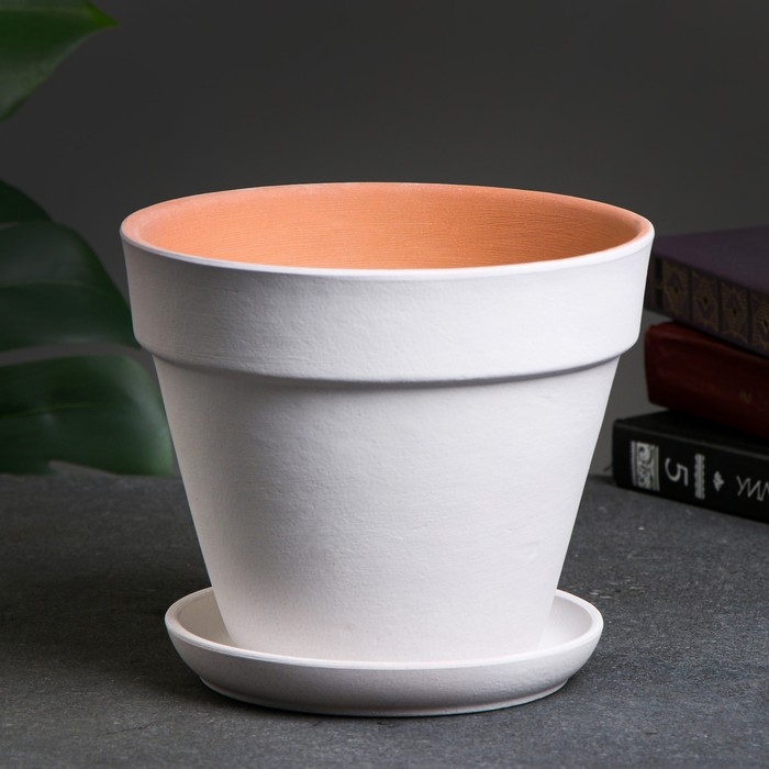 Горшок цветочный белый, h16, d18, 2л Горшок цветочный белый, h16, d18, 2л