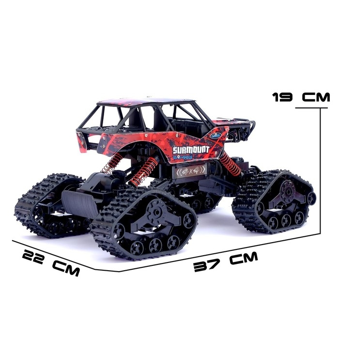 Джип радиоуправляемый «Гусеничный вездеход», полный привод 4WD, работает от аккумулятора, цвет красный