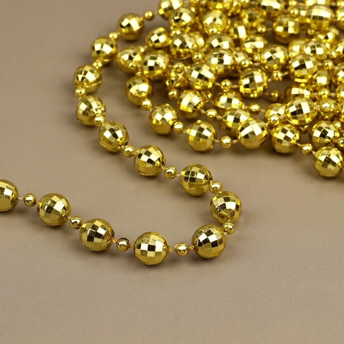 Бусы на нитях «Диско шар», 10/4 мм, 2 м, цвет золотой Бусы на нитях «Диско шар», 10/4 мм, 2 м, цвет золотой