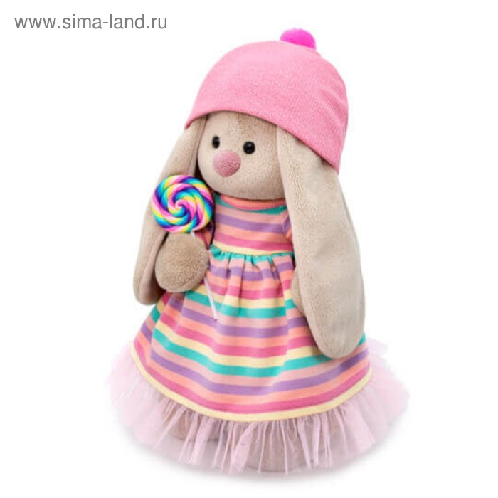 Мягкая игрушка «Зайка Ми» в полосатом платье с леденцом, 32 см