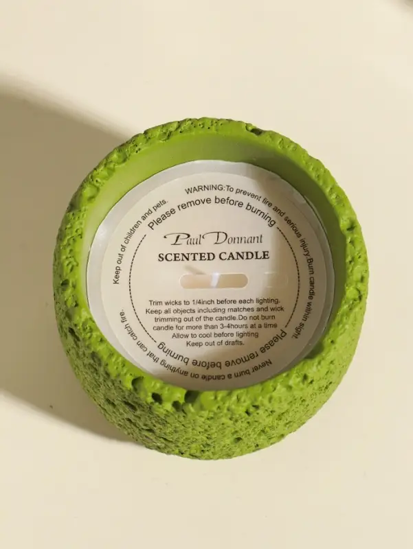 Свеча в вулканическом подсвечнике "Лава" зелёная 8,5х8,5х7,5 см