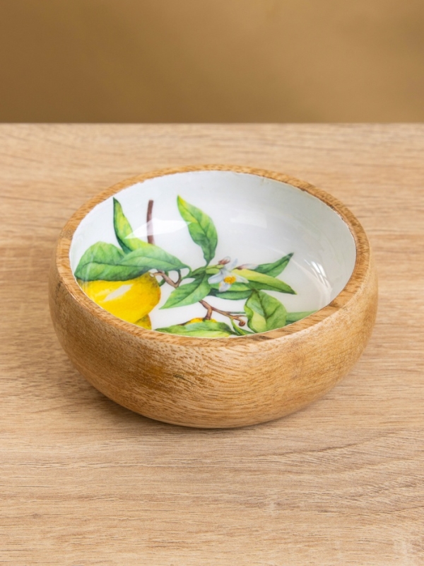 Набор розеток на подносе  Набор розеток на подносе "Лимоны" (3 шт) дерево манго 33,5х13х6,5 см