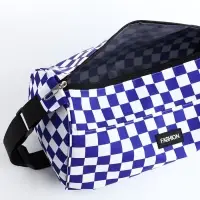 Сумка спортивная на молнии, регулируемый ремень, маленький размер, белая, синяя