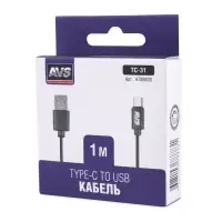 Кабель AVS TC-31 USB/Type-C, 18 Вт, 1 м (A78883S)