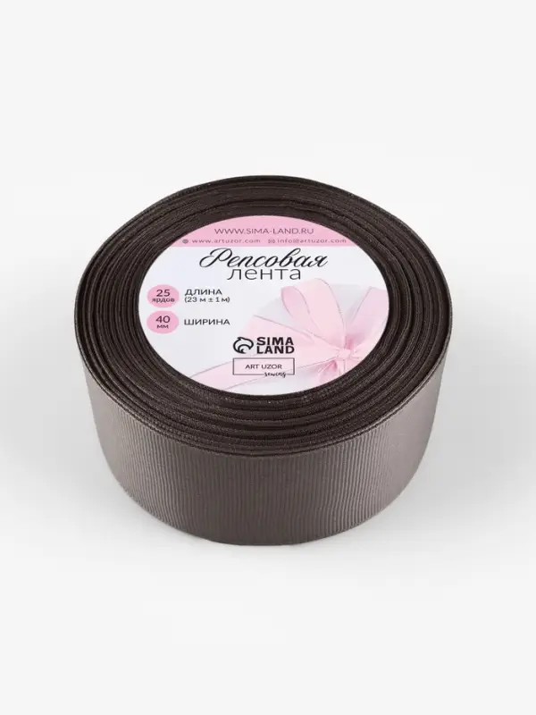 Лента репсовая, 40 мм, 23&plusmn;1 м, серая №107