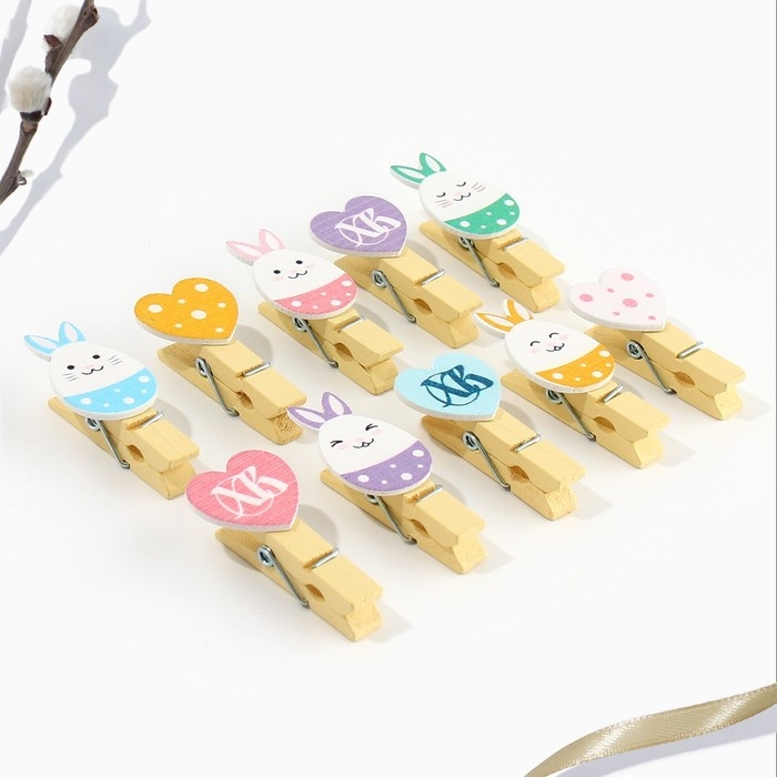 Набор прищепок для украшения вербы «ХВ» на пасху, 10 х 12 см. Набор прищепок для украшения вербы «ХВ» на пасху, 10 х 12 см.