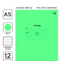 Тетрадь 12 листов в крупную клетку &laquo;Зелёная обложка&raquo;, плотность обложки 65 г/м&sup2;