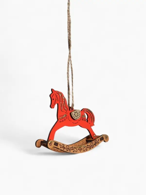 Ёлочное украшение Ёлочное украшение "Лошадка-качалка" 9х2,5х8 см, Красный-дуб