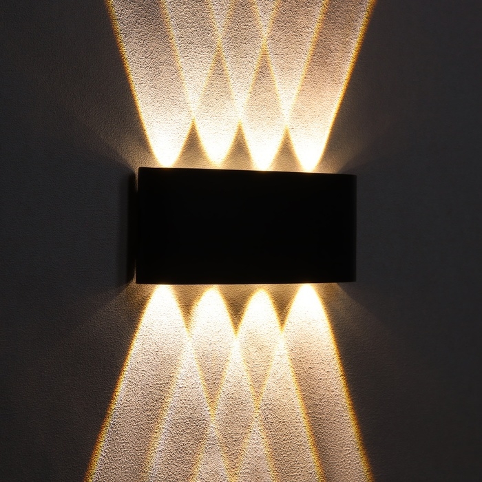 Светильник фасадный Светильник фасадный "Полусфера", FSD-100, 8 Вт, 3000К, 4 луча, IP65, 220 В, металл, черный 1008542