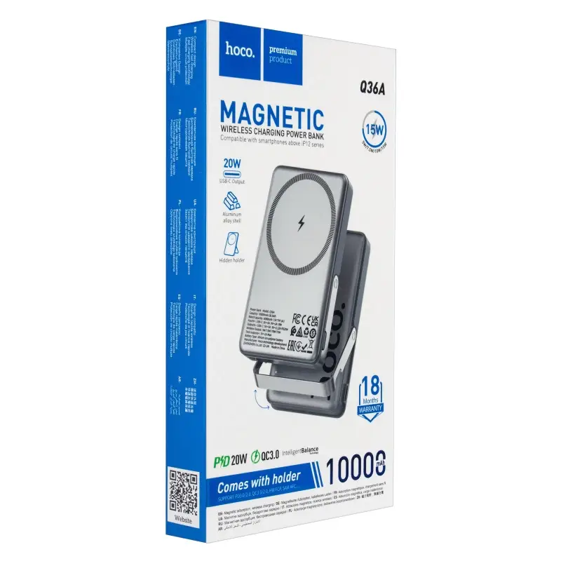 Внешний аккумулятор 10000 mAh 20W Magnetic Q36A HOCO серый