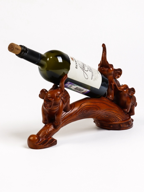 Подставка для бутылки  Подставка для бутылки "Два слона" под дерево, 36х10х25см