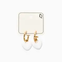 Серьги со съмными элементами "Сердца" пухлые, цвет белый в золоте