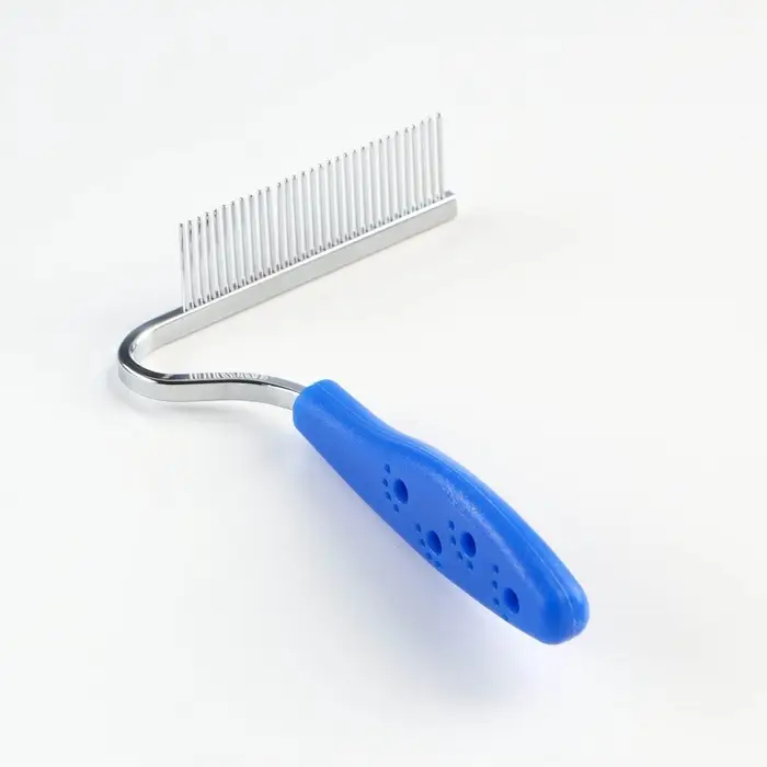 Расчёска для шерсти &laquo;Лапки&raquo;, 10.5&times;15 см, изогнутая, синяя